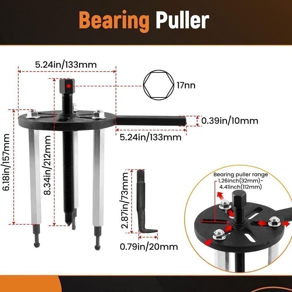 Bearing Disassembly Puller Inner Hole Puller Removal Tool Three-jaw Puller Kits