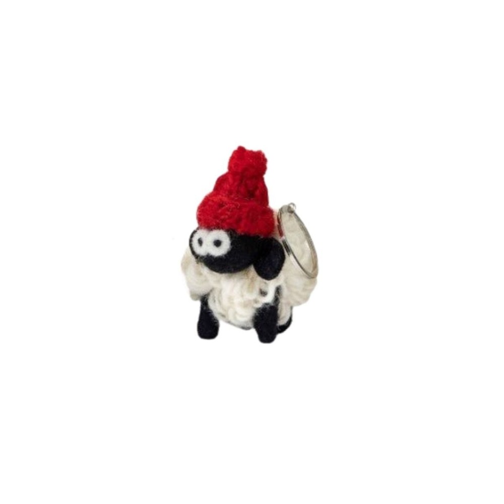 Collectible Knitted Sheep Keyring- Bobble Hat (Assorted)