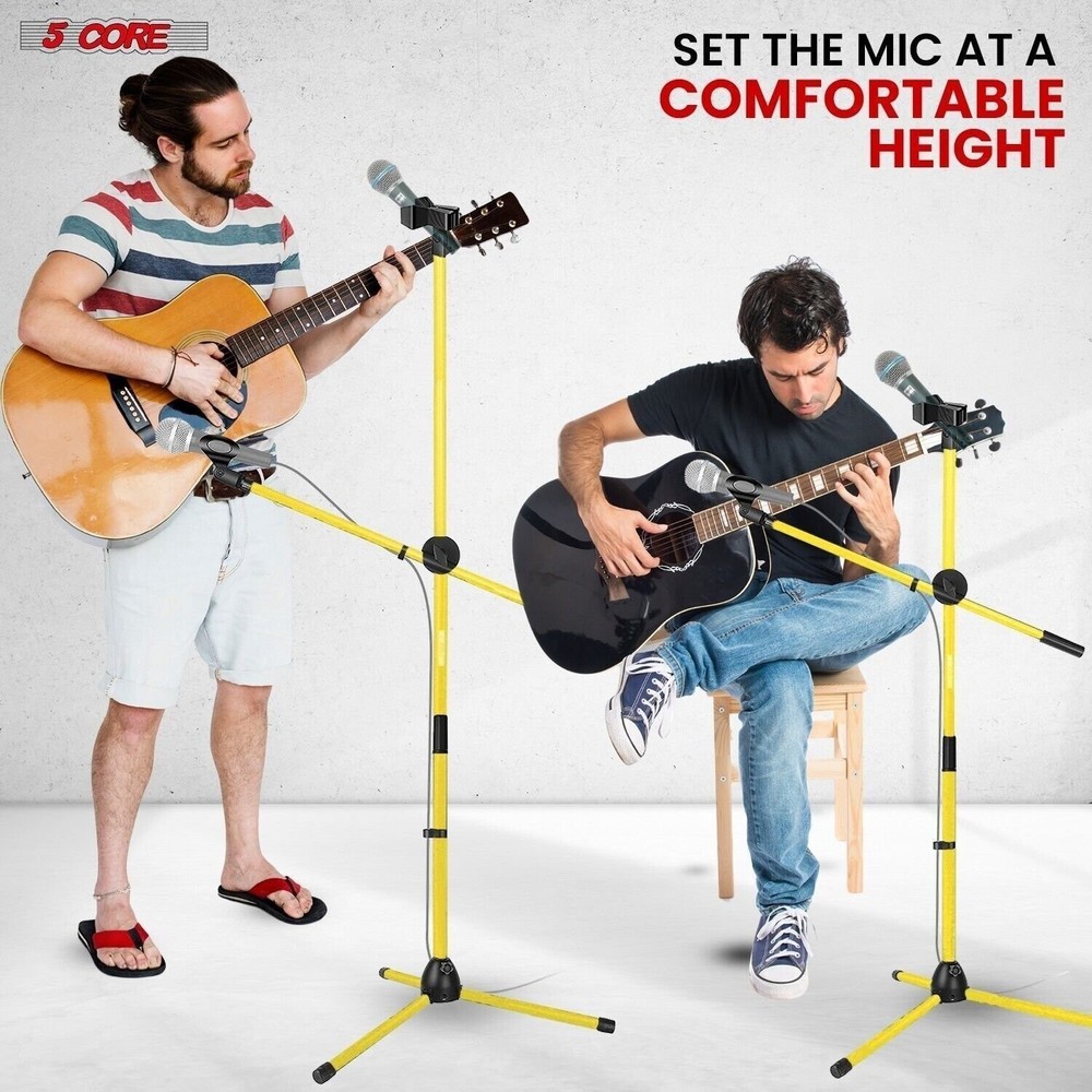 5 Core Microphone Stand Floor Height Adjustable w Extending Telescoping Boom Arm