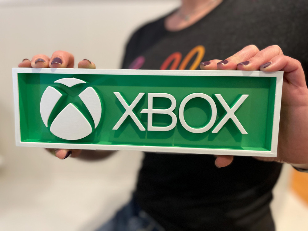 XBOX 3D printed game console placard, multi-color