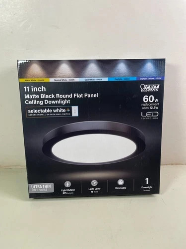 11 Inch Selectable CCT LED Round Flat Panel Light, 60W 11 inch Black