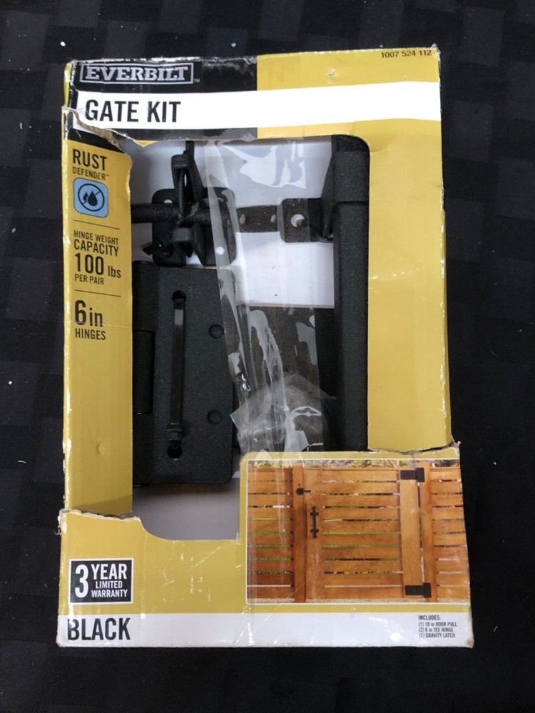 Everbilt 60234 Black Rust Defender Gate Hinge & Pull Set Steel New Open Box