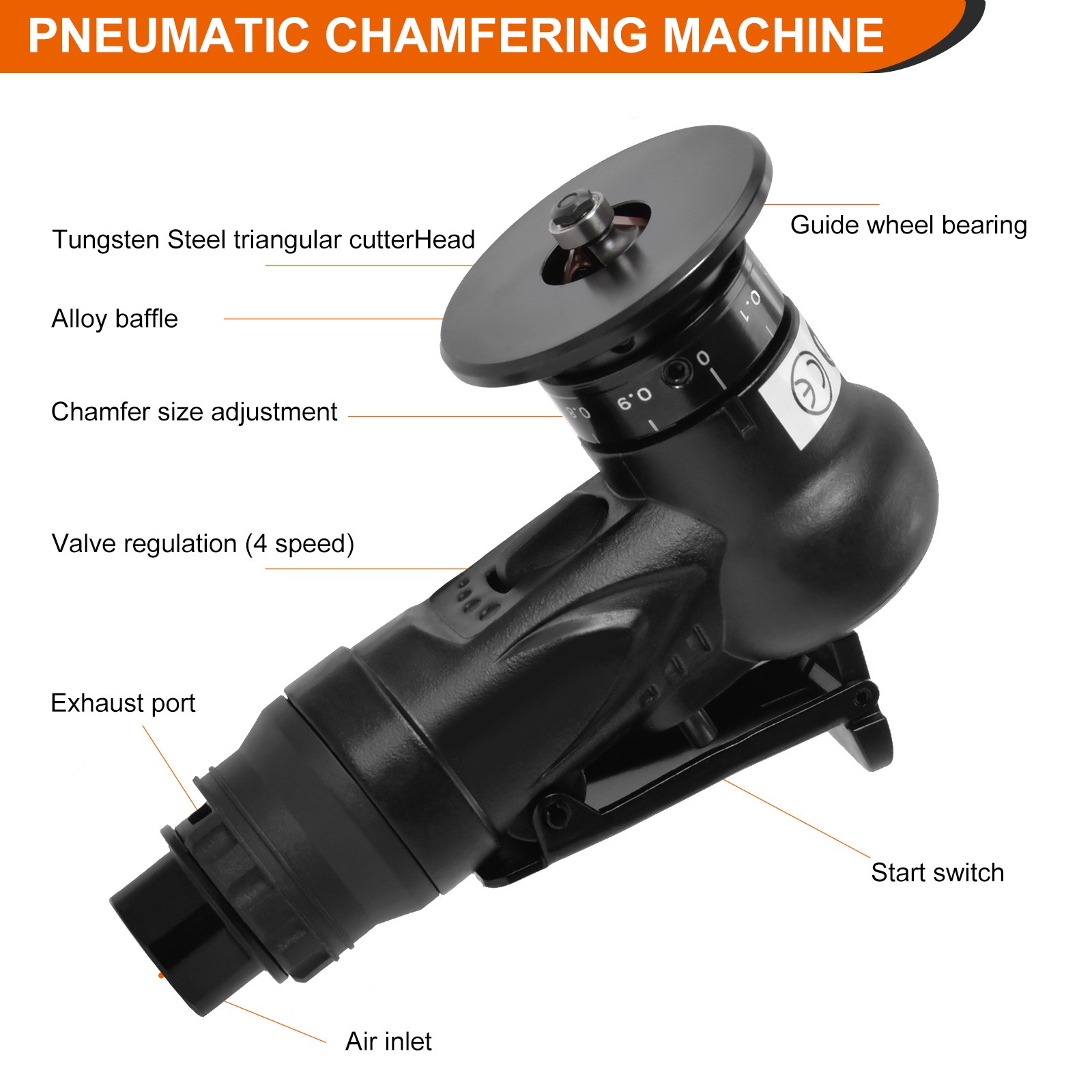 30000RPM Pneumatic Chamfering Machine Metal Trimming Air Chamfer Beveling Tools^