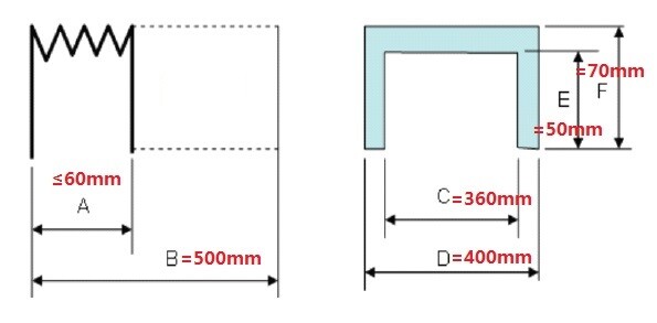 U type machine dust bellow ,inside: width 360mm x height 50mm x Lmax 500mm
