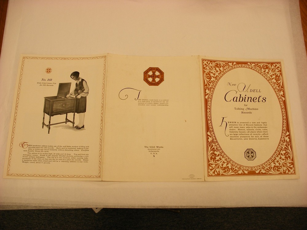 Original Phonograph Record Cabinet Catalog - Udell Disc Record Cabinets