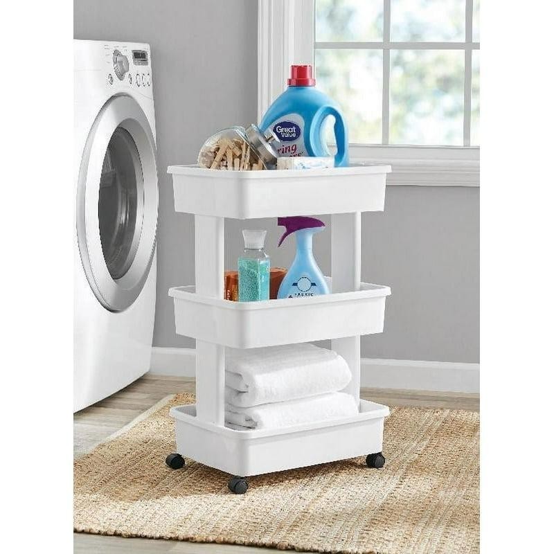 3-Tier Multi-Purpose Rolling Cart Storage Organizer Laundry Craft Office White