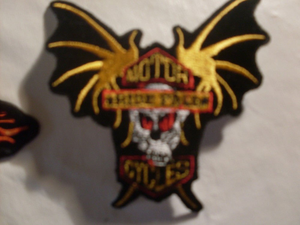 motorcycle collector patch set skull 1 large 6 smaller patches embroidered Patch