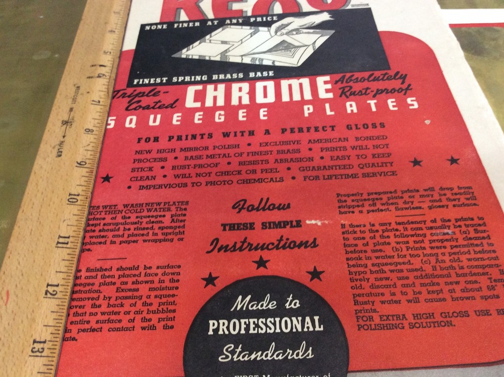 4 Vintage REXO Chrome Squeegee Plate Film Developing 10x14