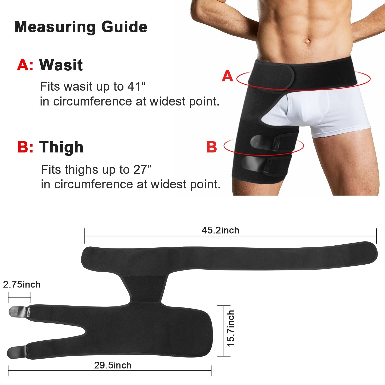 Hip & Groin Compression Brace - Sciatica Pain Relief & Thigh Recovery Support US