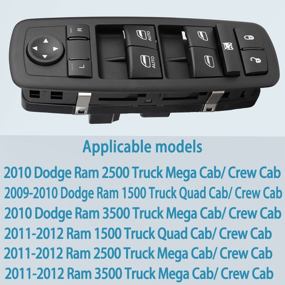 Master Power Window Switch Front Left Driver Side Fits 4602863AD/AB/AC, Black