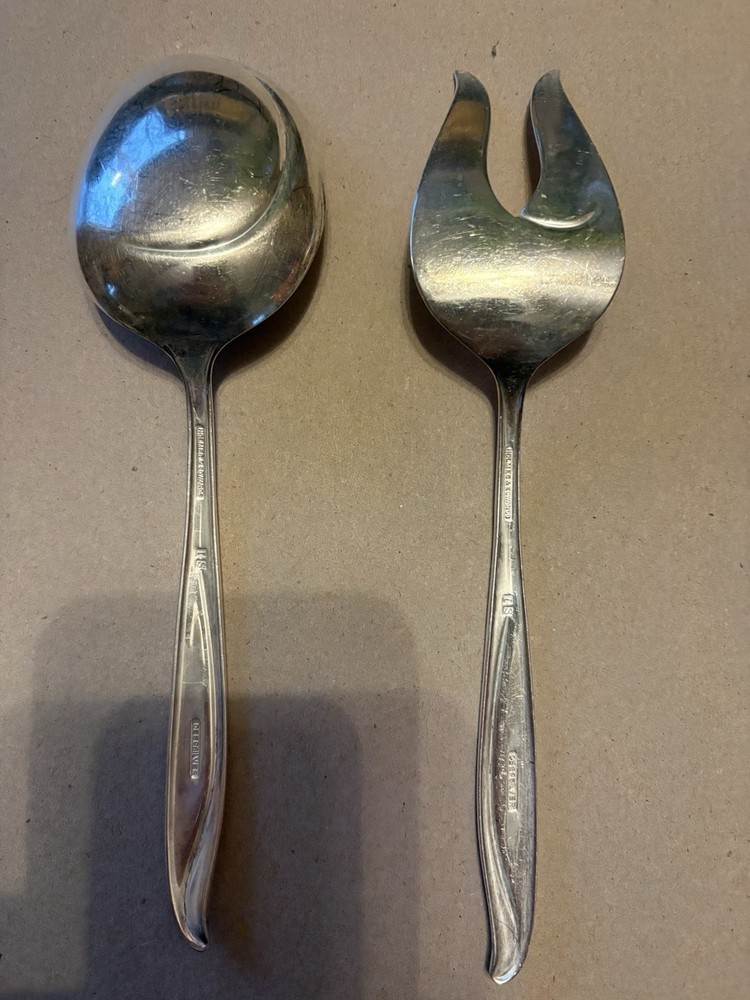 Silverware Holmes & Edwards Deepsilver Serving Spoon And Meat Fork Silverplate