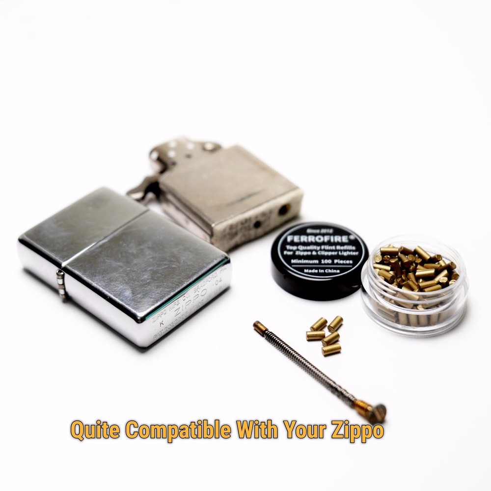 100-Pack Premium Replacement Flints Compatible with Zippo Clipper Lighters | Lon