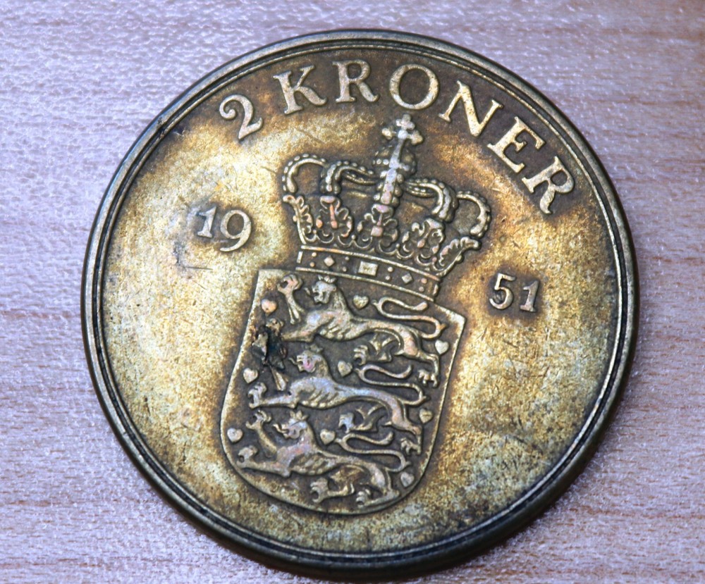 1951 Denmark 2 Kroner Frederik IX