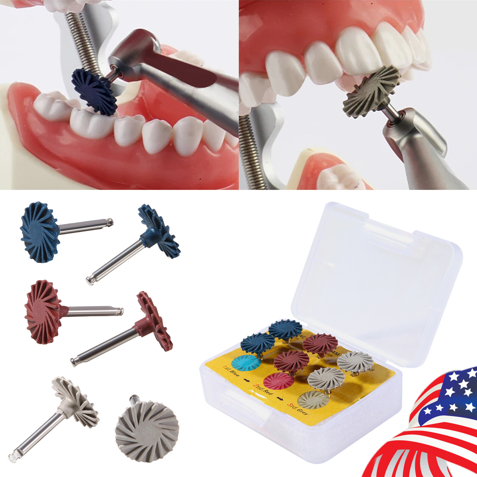 6Pcs Dental Composite Polishing Diamond System RA Disc 14mm Wheel Kit SANDENT po