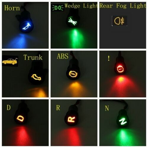8 - 16 mm LED Dash Panel Warning Pilot Light Indicator Lamp Black Car Boat 12V