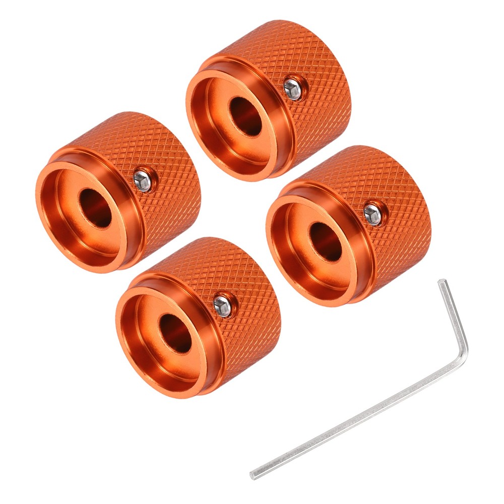 4PCS Guitar Knobs Metal 1/4"x7/8"x0.6" Potentiometer Knobs Wrench Orange Red