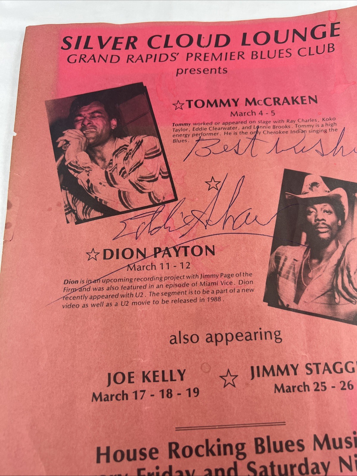 Eddie Shaw Signed Autographed Grand Rapids Premier Blues Club Paper Flyer 8.5x11