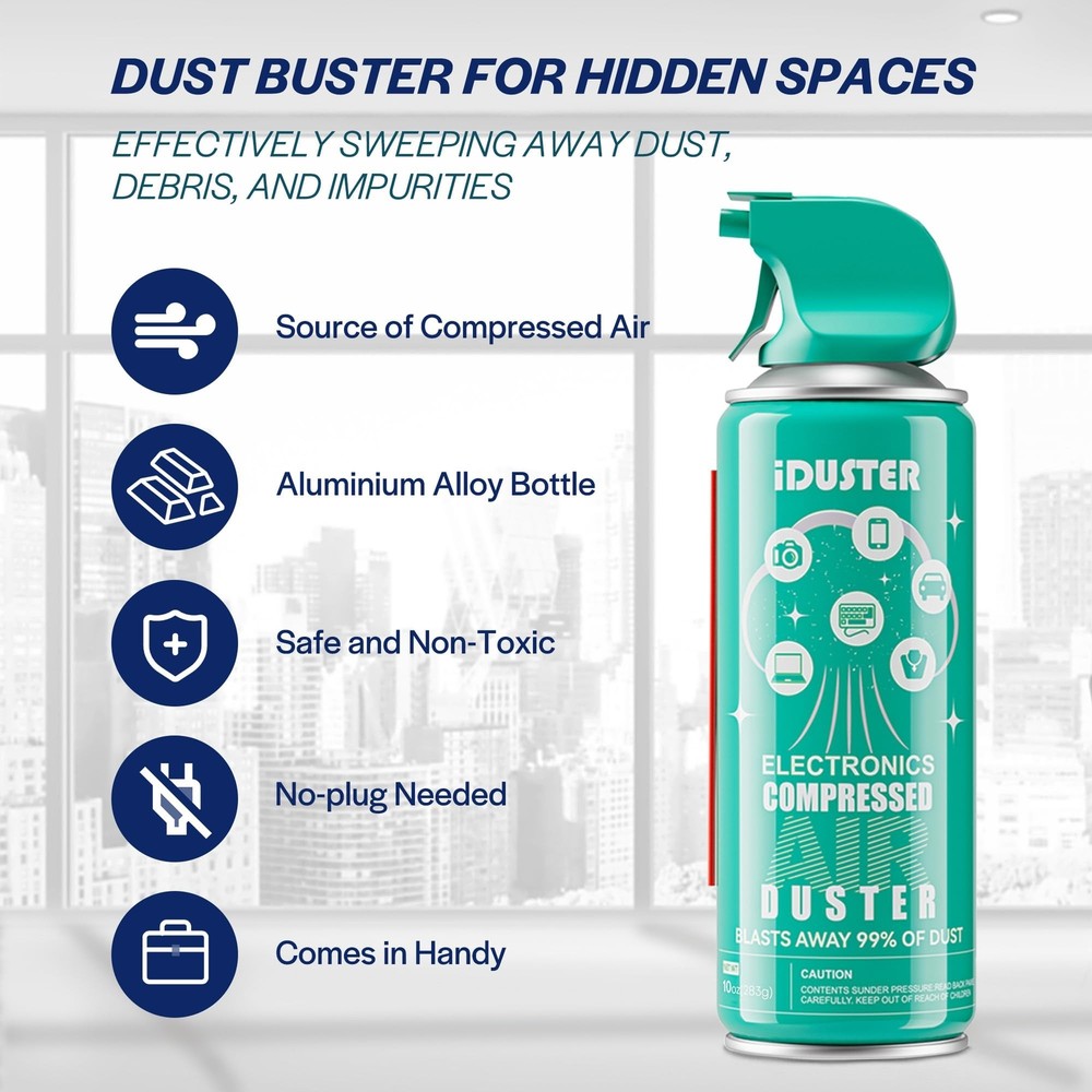 Compressed Air Duster Can for Electronics - 10oz Disposable Keyboard Cleaner ...