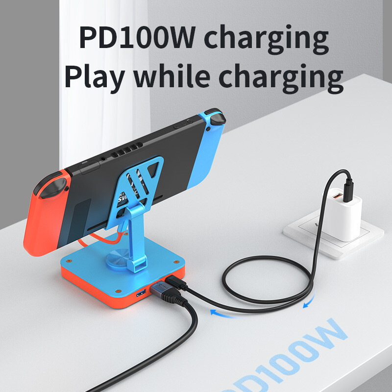 Adjustable Stand Adapter 3in1 Type-C Multi-functional HUB for Switch SmartPhone