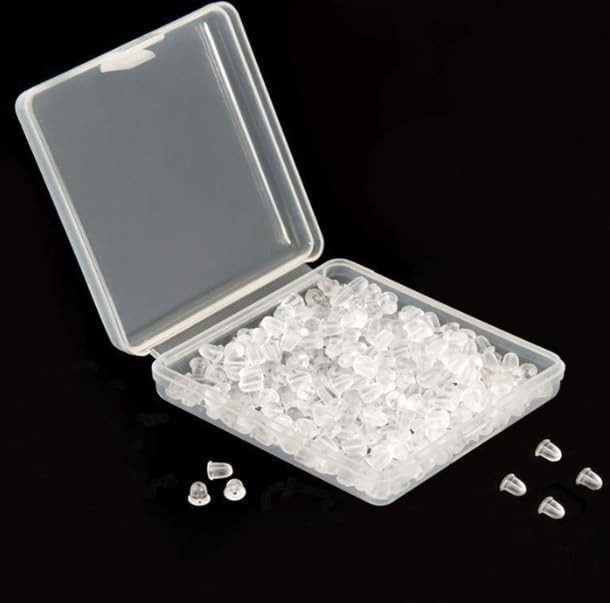 Soft Clear Silicone Earring Backings (300 Pack) - Perfect for Fish Hook Studs