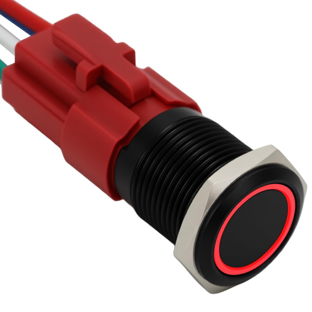 16mm Latching Push Button Switch 12V DC On Off Self-Locking with LED Angel Eye H