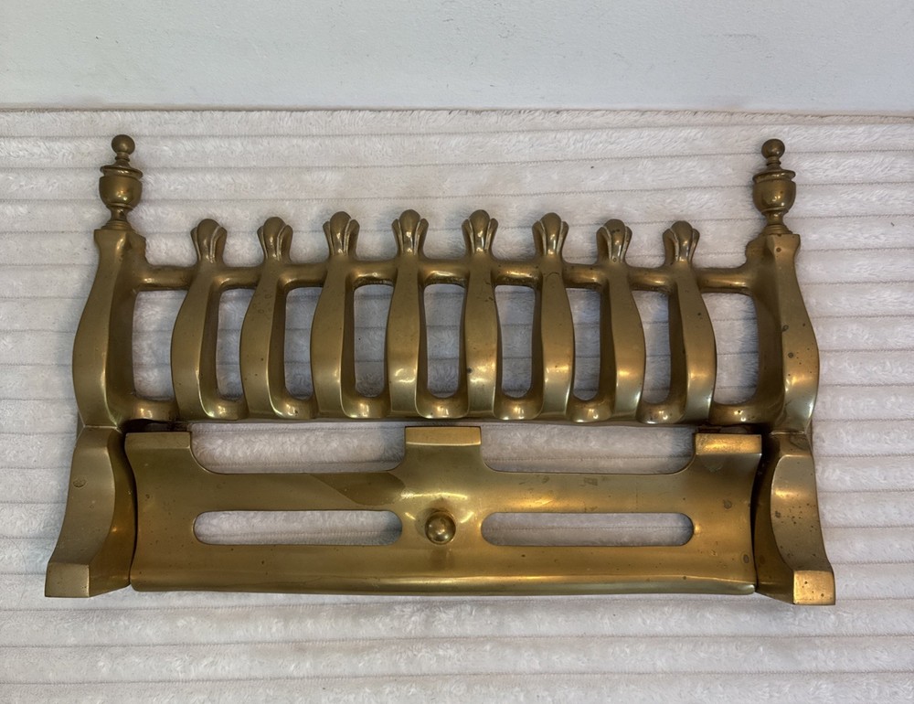 Vintage Solid Brass Fire Grate Front Fret Fireplace Guard Approx 15.5" Width