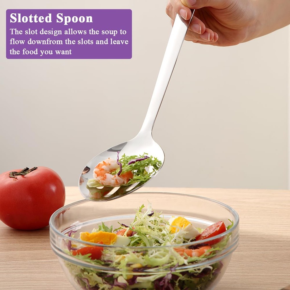 Berglander Slotted 13" Strainer Spoons, Silver Cooking Spoons