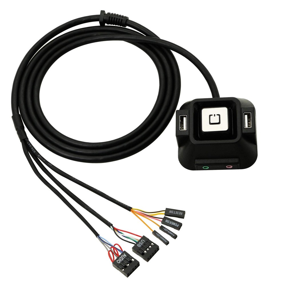 Desktop Computer Case Switch,Reset HDD Button Switch with Dual USB Black