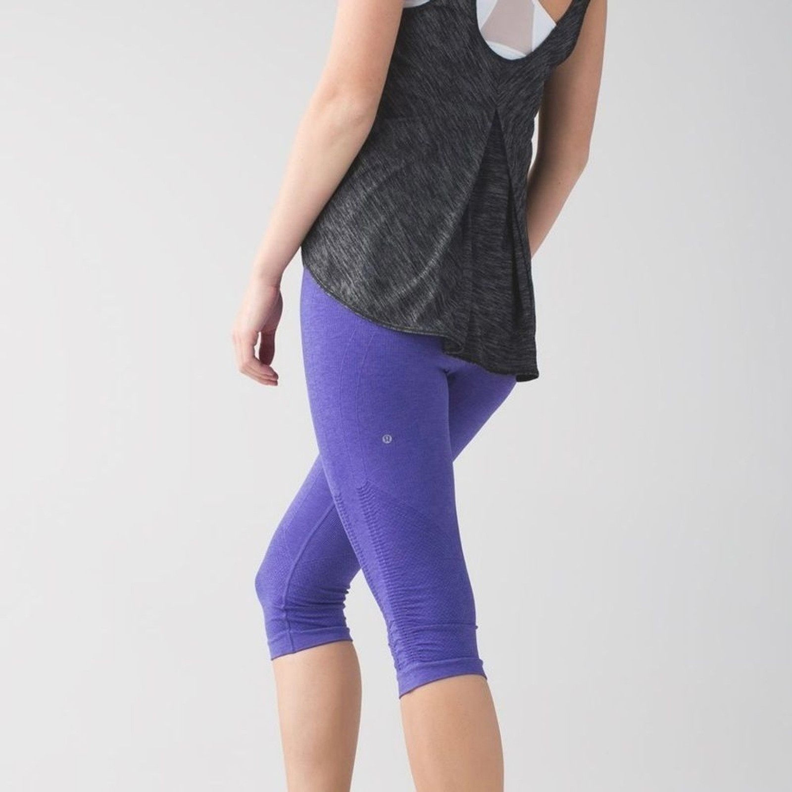 Lululemon In The Flow Crop II Leggings, Heathered Iris Flower (Sz 4)