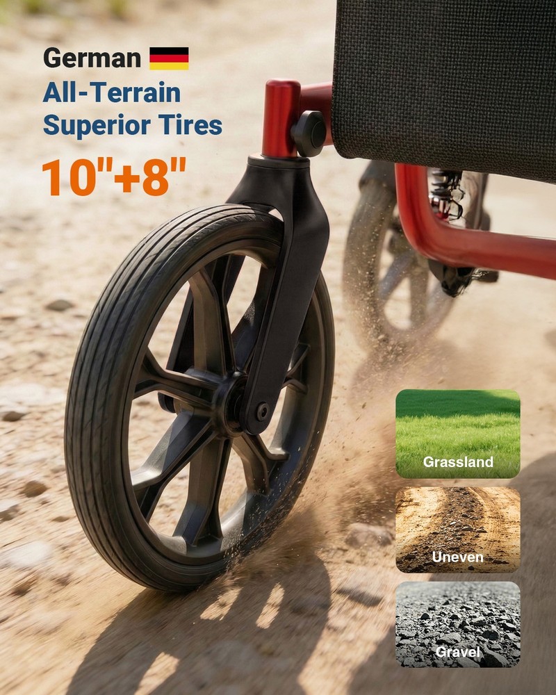 Seniors Walker Rollator Safe Foldable Adjustable Shock-Absorbing for All Terrain