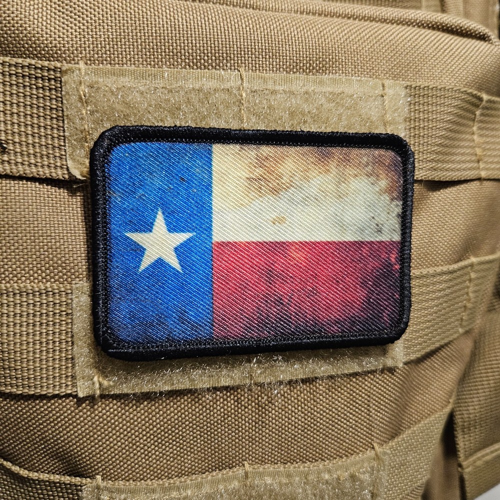 Distressed Texas state flag Morale Patch 2"x3" hook and loop tactical