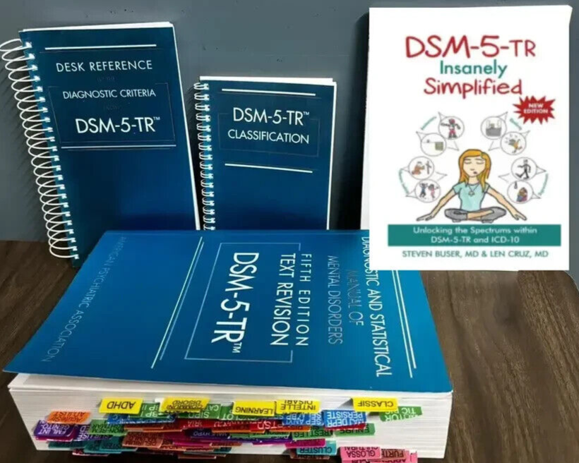 DSM-5-TR +index tab + desk reference ( spiral) + classification + dsm SIMPLIFIED