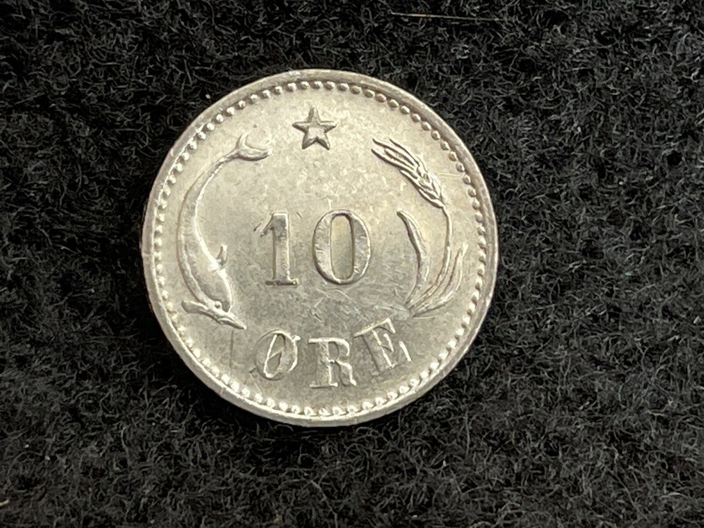 DENMARK 1897 10 ORE CHOICE UNCIRCULATED CONDITION