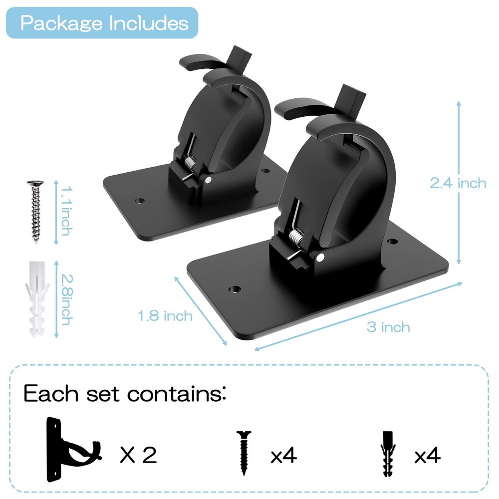 2 Pieces Self Adhesive Curtain Rod Bracket, Universal Plastic 2 Pcs Black
