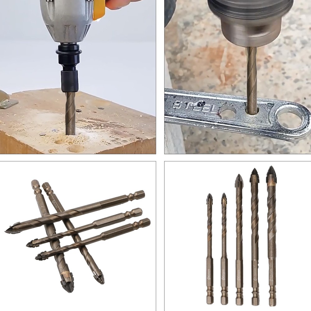 Honkdtyun 10 Count Four Edged Serrated Eccentric Drill Bit Set,New...