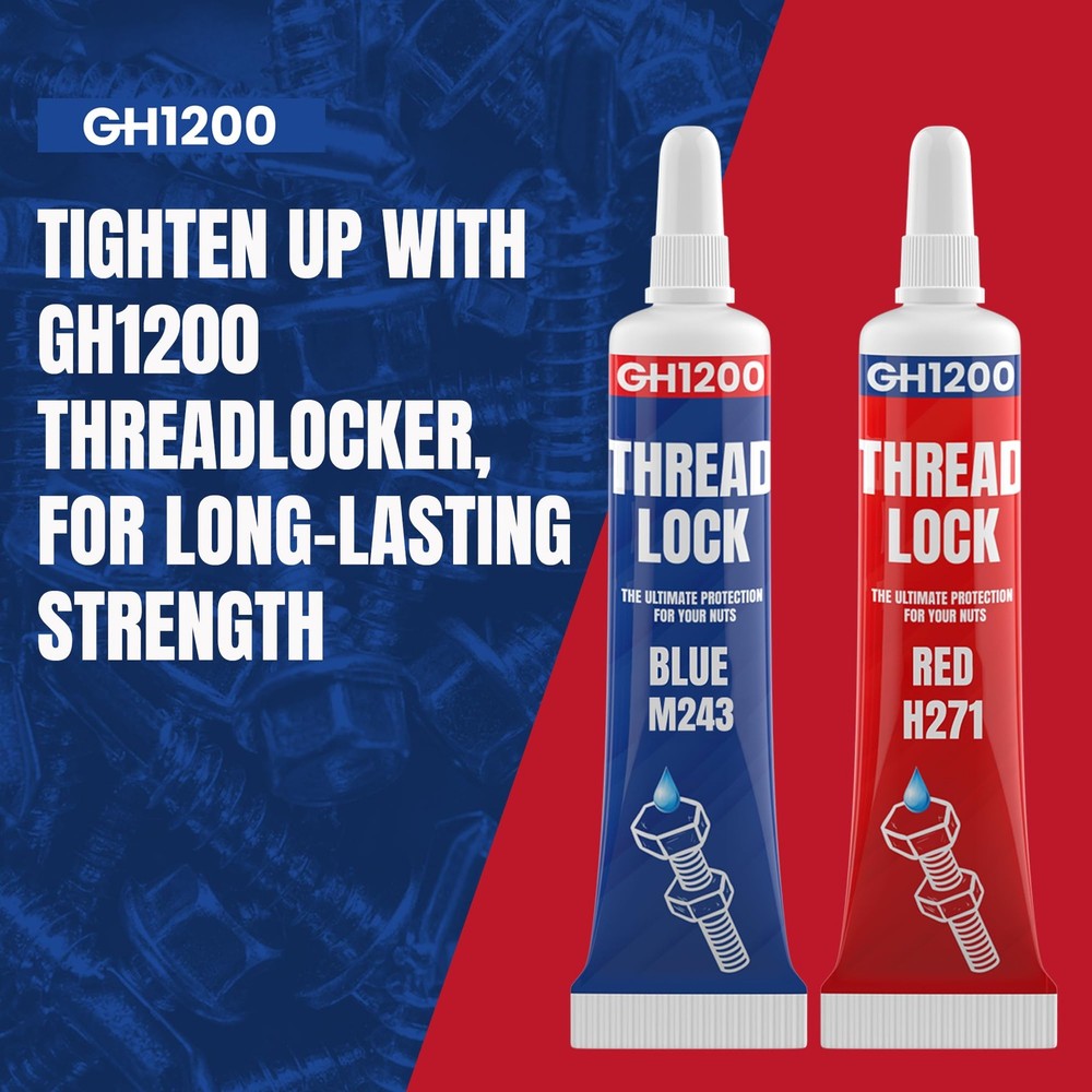 GH1200-6gx2 Pack Thread Lock Medium and Strong Strength for Nuts, Blue,Red