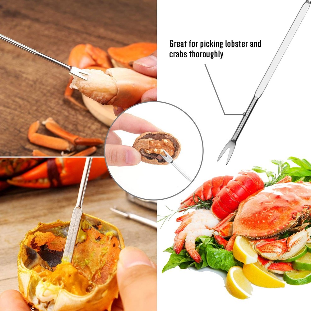 4-Person Seafood Tools Set includes 2 Crab Crackers, 4 Lobster Shellers, Rust