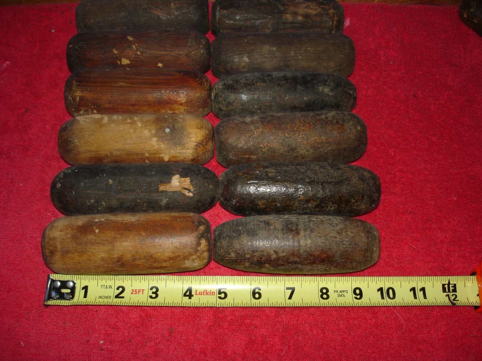 12 Vintage Wooden Marine Fish Net Floats Buoy Oblong Wood Nautical Beach