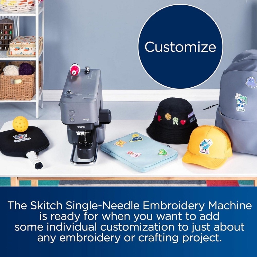 Brother Skitch Embroidery Machine and Pacesetter 63 Spool Thread Set Bundle