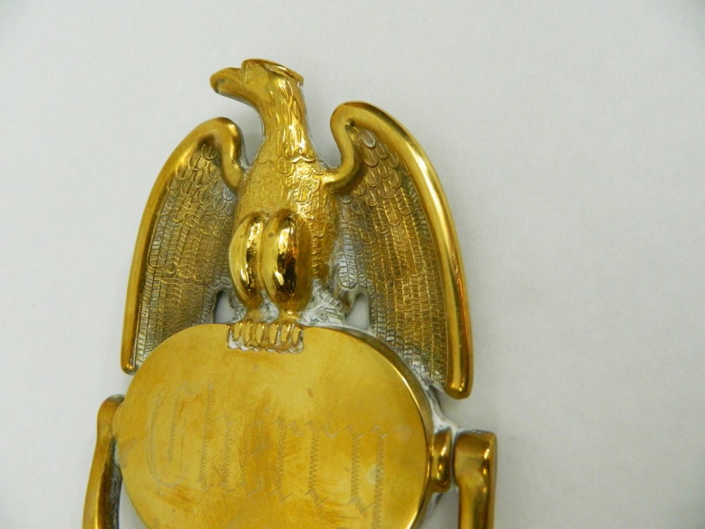 Vintage Brass Door Knocker Spread Eagle Engraved "Cherry"
