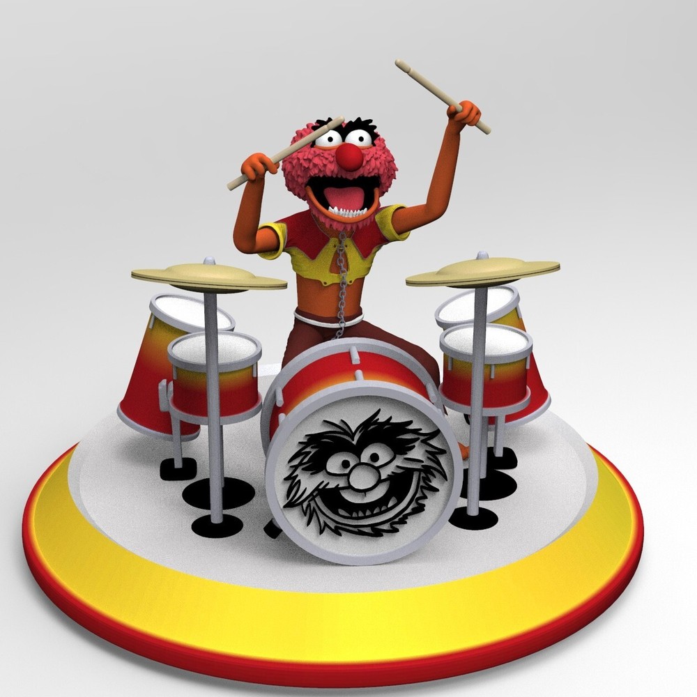UNPAINTED Muppet Show Animal Drums Diorama 3D Printed Model Kit (BC)