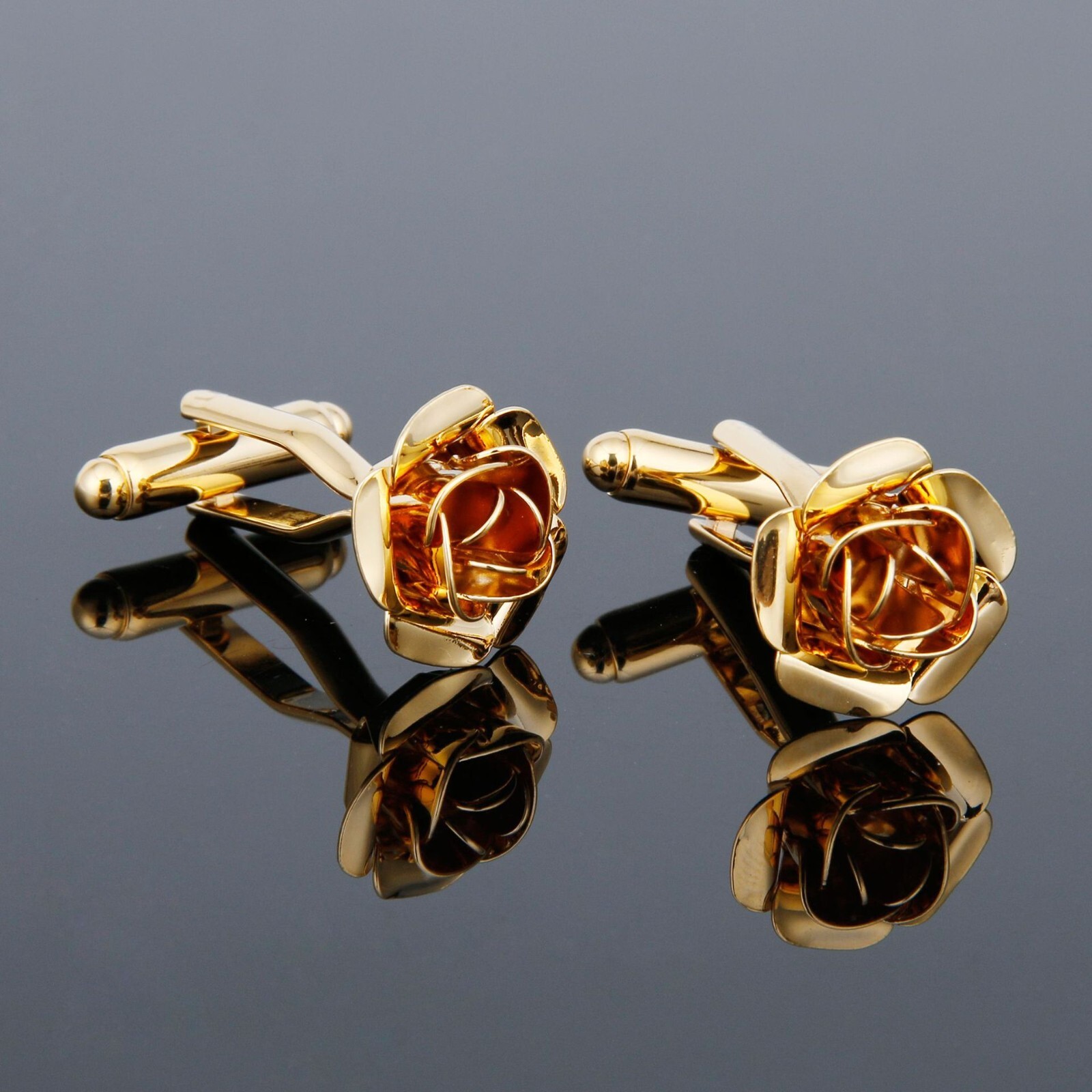 Rose Shape Men Cufflinks 1 Pair of Shirt Cuff Links Jewelry Rhinestone Classic
