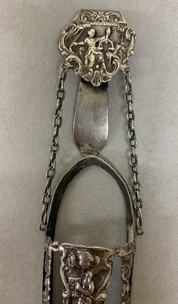 Antique Victorian Intricate Silver Chatelaine For Eyeglasses Or Spectacles
