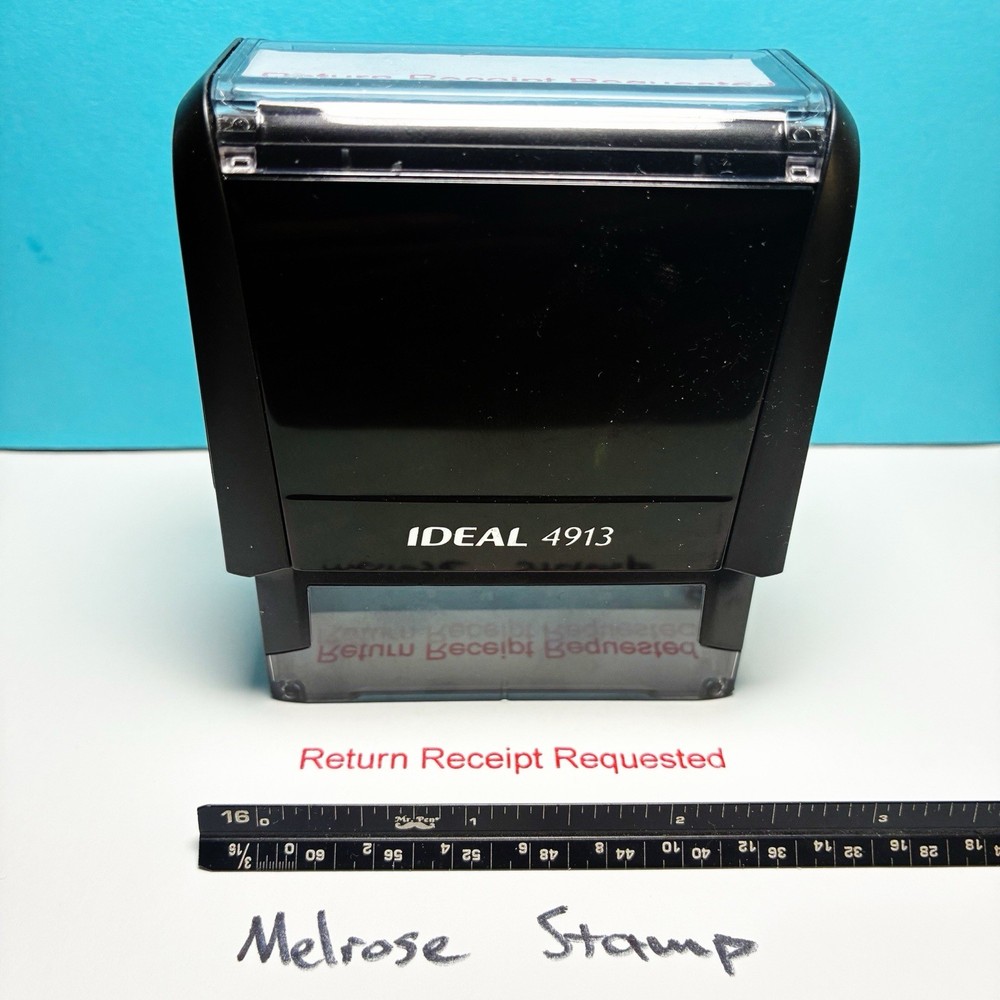 Return Receipt Requested Rubber Stamp Red Ink Self Inking Ideal 4913