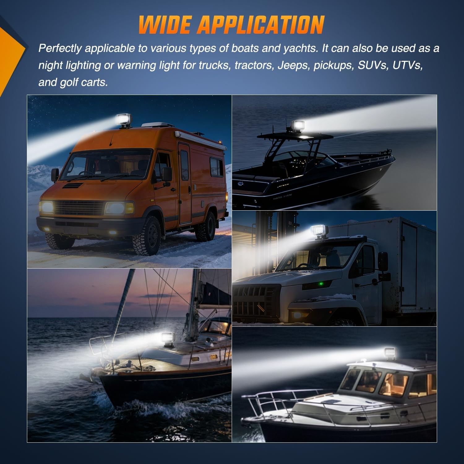 Nilight Magnetic Marine Boat Light Remote Control LED Spotlight 50W 4800LM 360