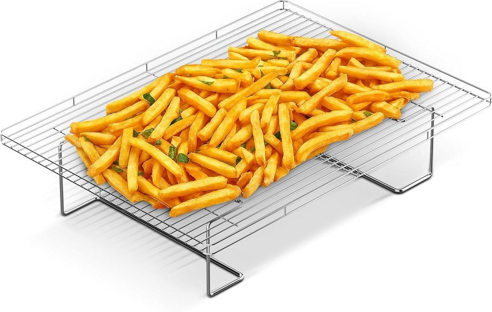 Flip-Free Crispmaster 1st Ever 4-Inch Elevated Roasting & Baking Rack for 360...