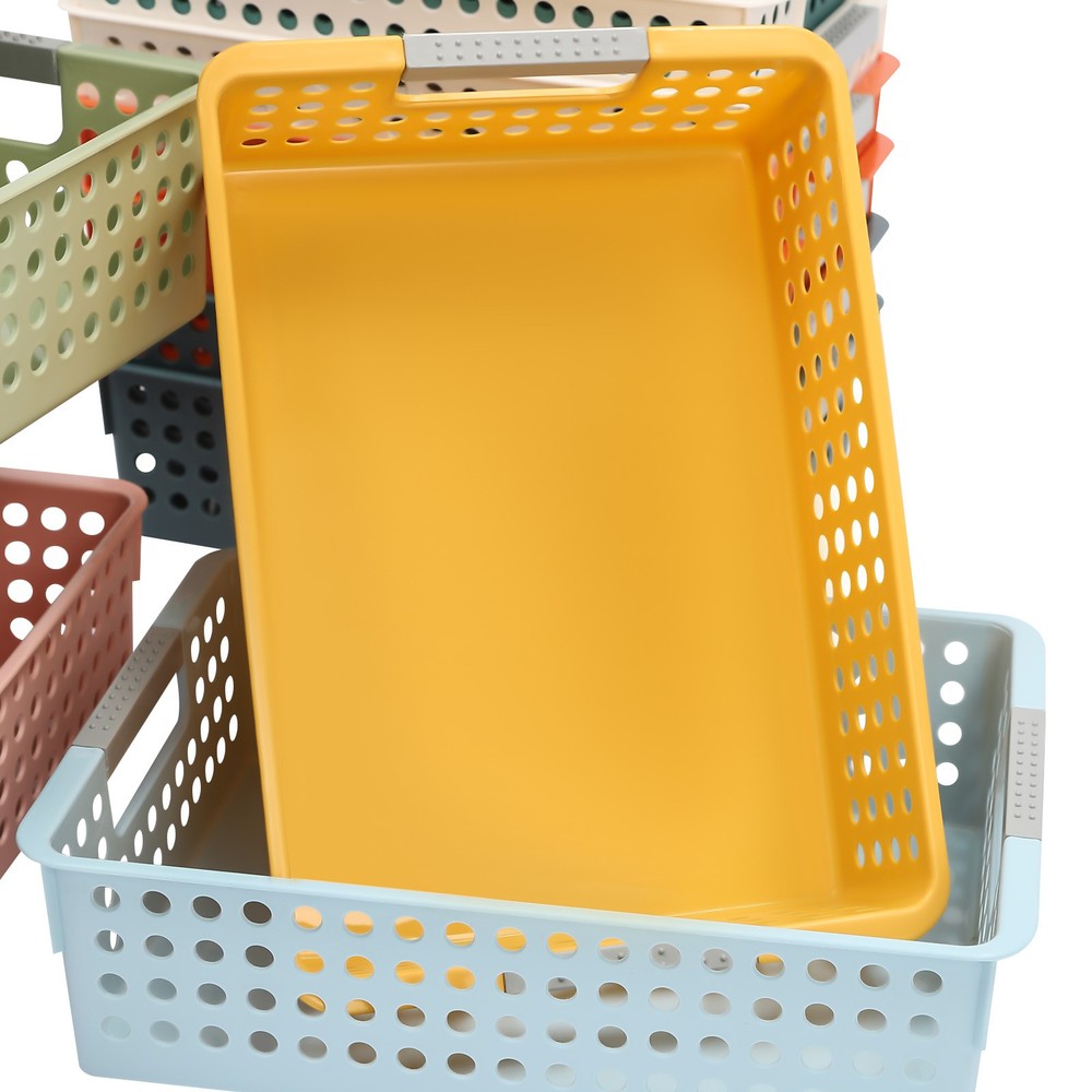 24 Pack Colorful Mesh Classroom Baskets, Stackable Storage Bin, Book Basket