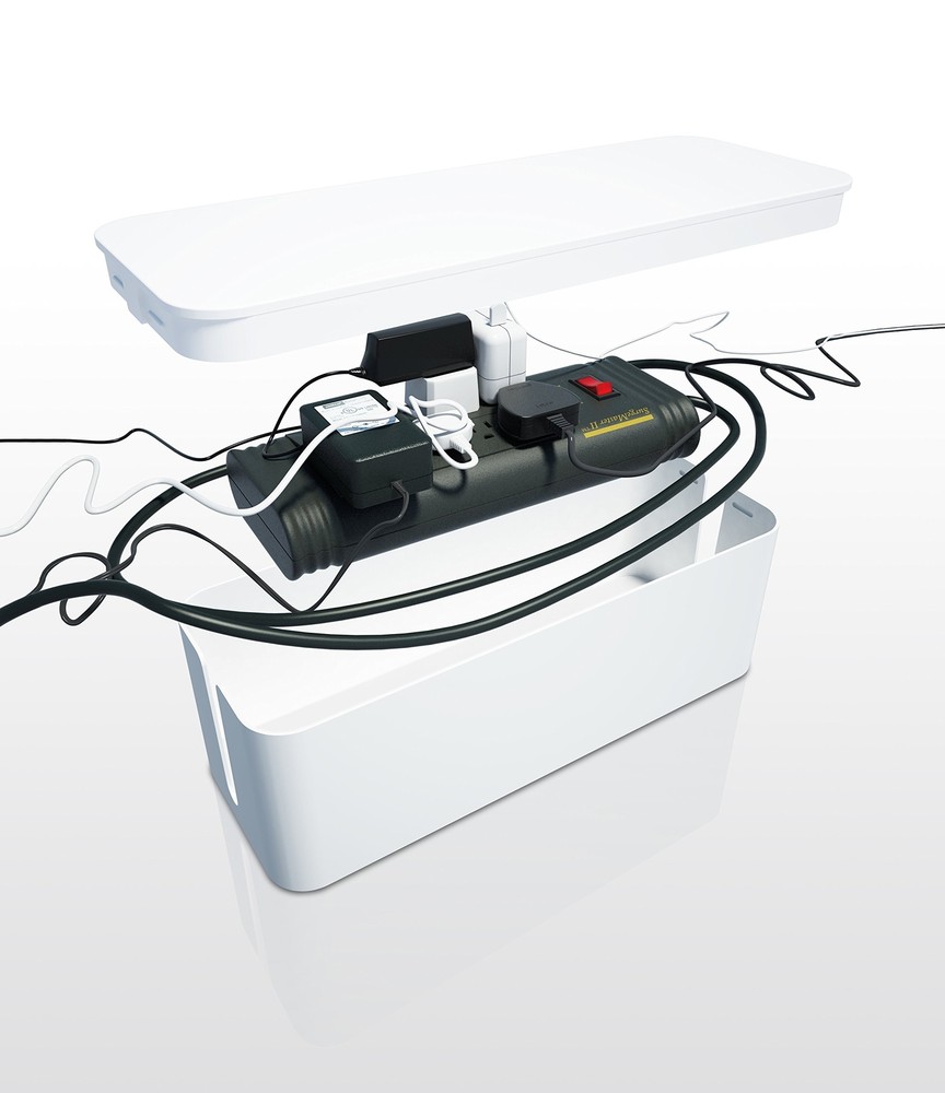 Bluelounge CableBox cable organizer hides messy, loose, tangled cables White ...