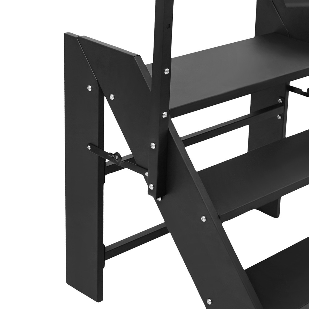 Step Ladder Foldable 3 Steps Ladder w/ Adjustable Handrail Swimming Pool Ladder