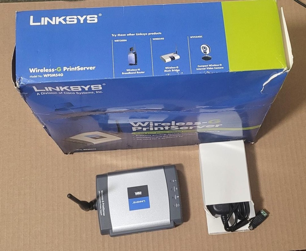 LINKSYS WIRELESS-G PRINTSERVER WPSM54G ROUTER & POWER SUPPLY BUNDLE